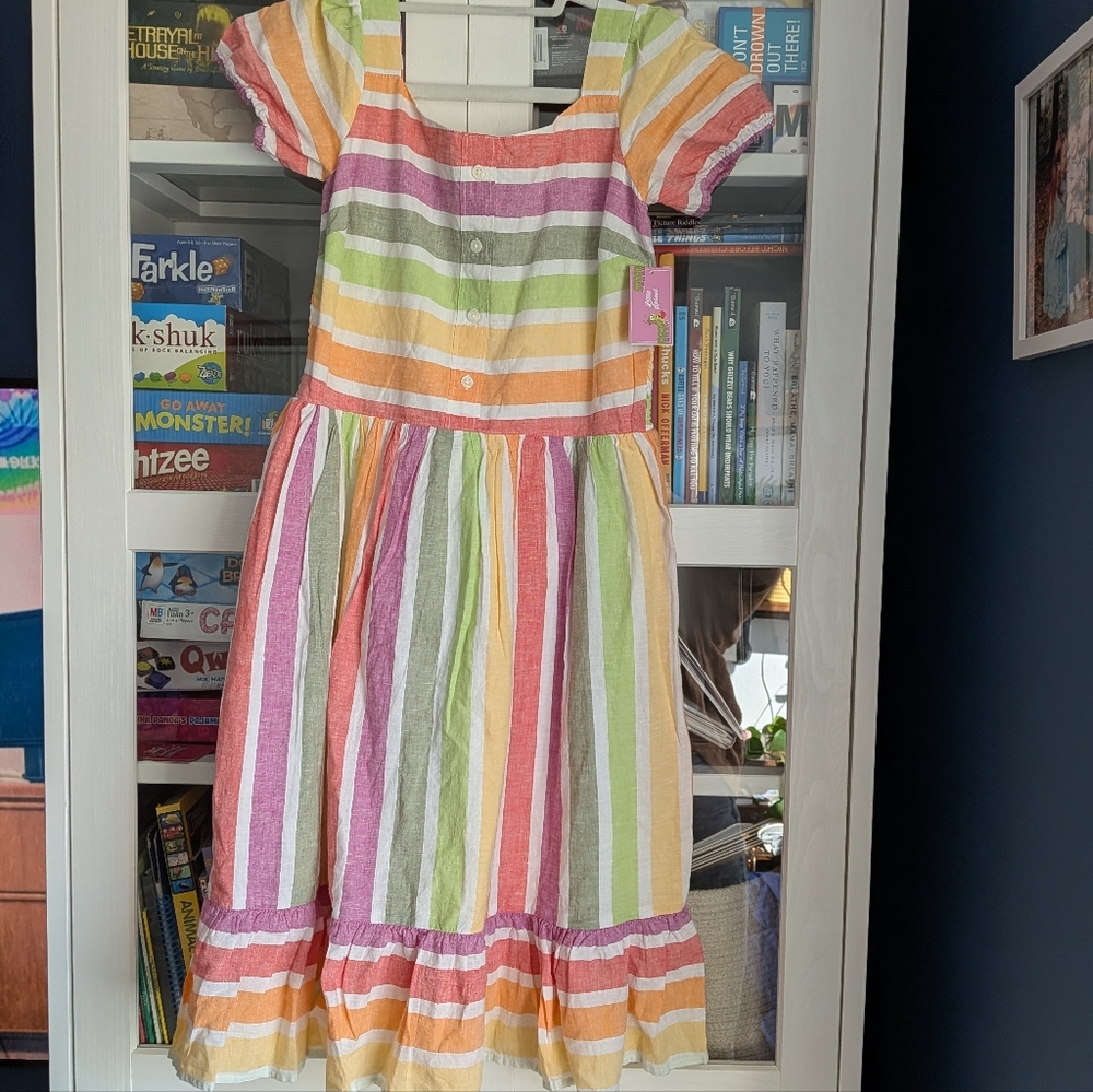 NWT Gymboree Adult XS Little Sprout Striped Linen Blend Midi Dress - Mommy & Me - Picture 2 of 9